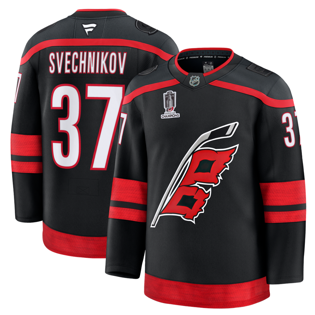 Andrei Svechnikov Carolina Hurricanes Fanatics 2026 Stanley Cup Champions Home Premium Patch Jersey - Black