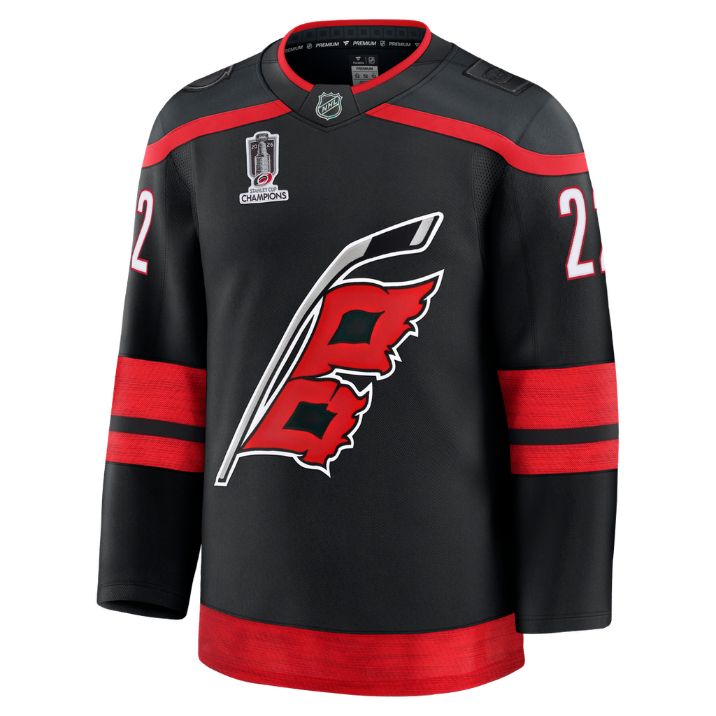 Seth Jarvis Carolina Hurricanes Fanatics 2026 Stanley Cup Champions Home Premium Patch Jersey - Black