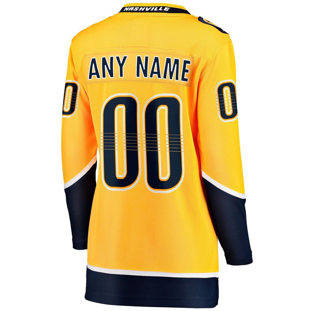 Nashville Predators Fanatics Women's Home Breakaway Custom Jersey - Yellow