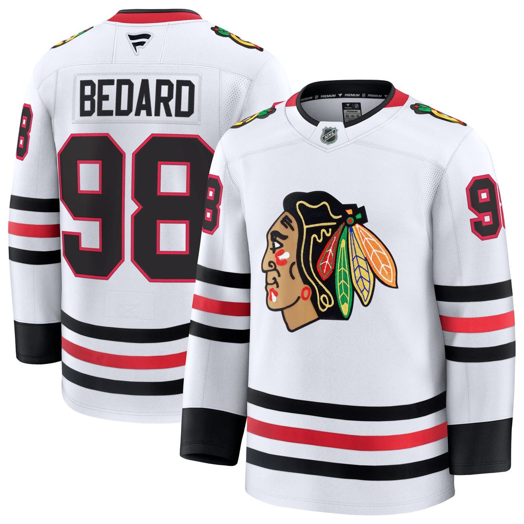 Connor Bedard Chicago Blackhawks Fanatics Away Premium Jersey - White