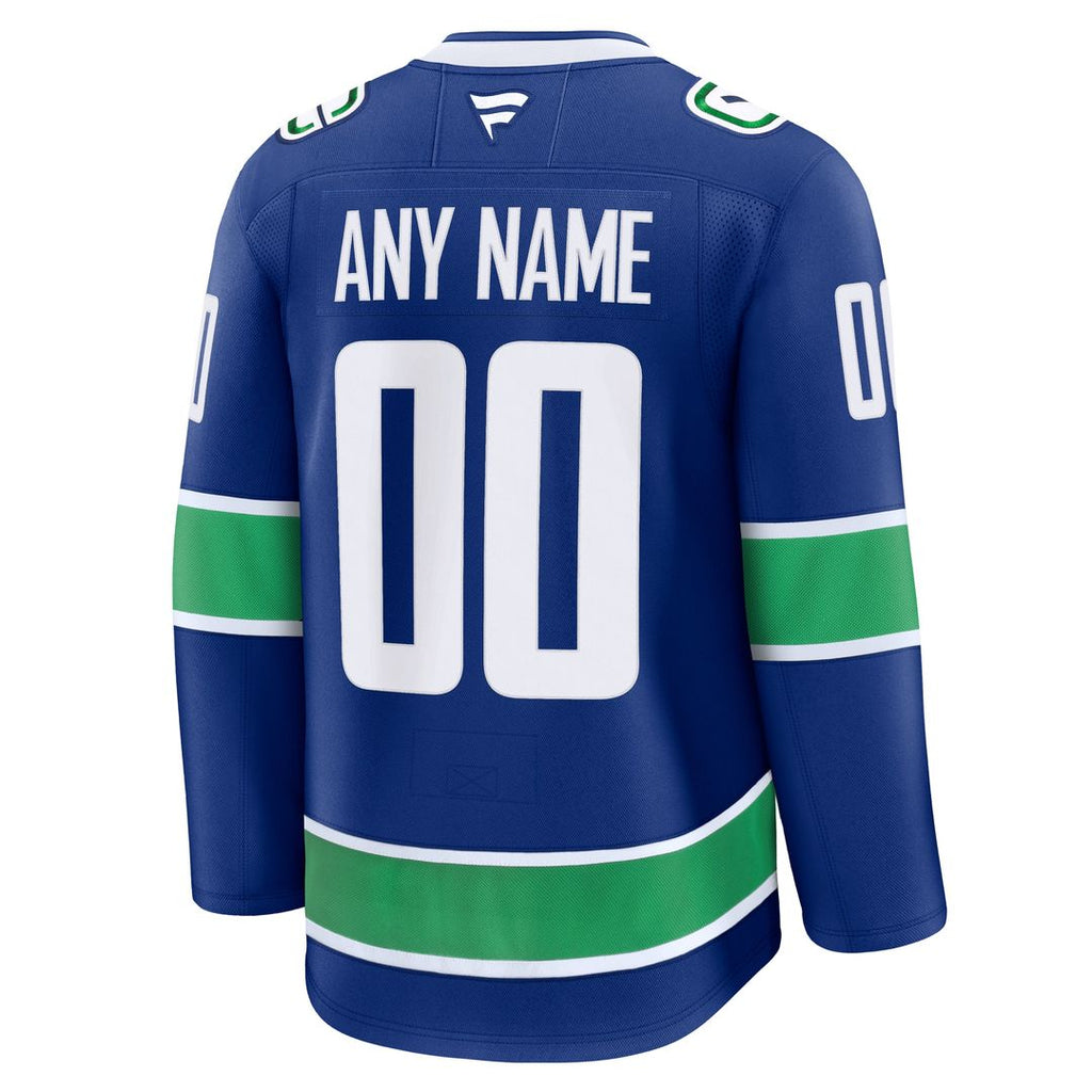 Vancouver Canucks Fanatics Home Premium Custom Jersey - Blue